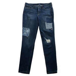 Chaps Womens Jeans Size 10 Ankle Skinny Patchwork Distressed Blue Denim Casual